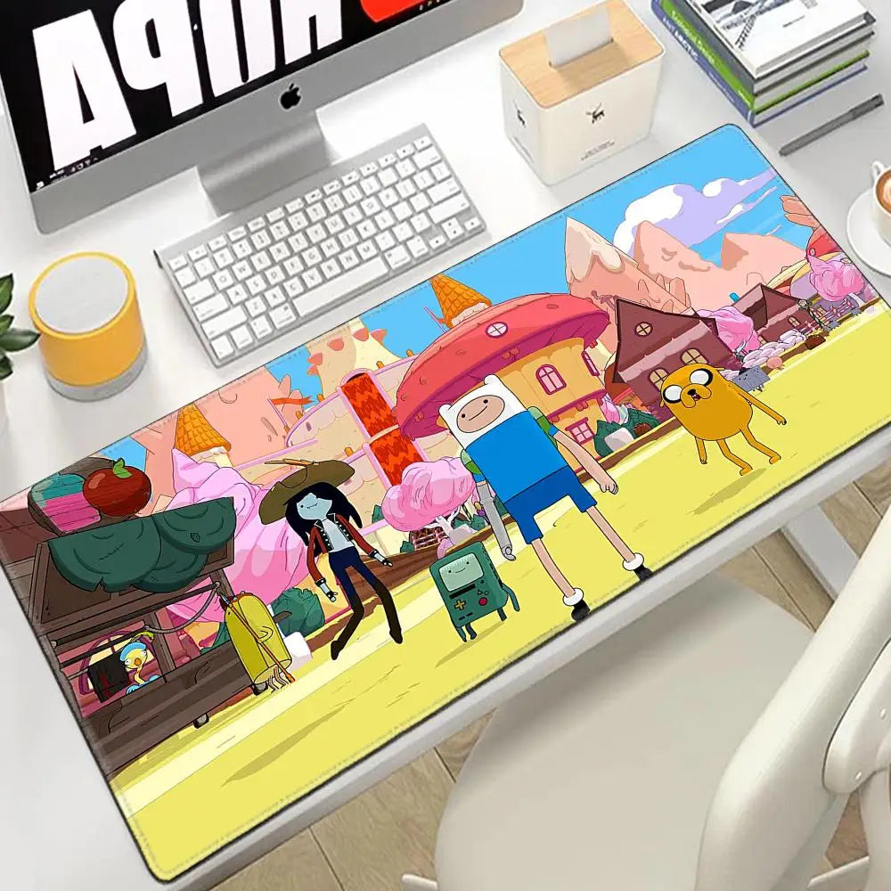 Desk Mat Adventure Time Mouse Pad Large Gamer Cabinet Pc Cabinets 80x30 Extended Cute Keyboard Mousepad Games Gaming Accessories