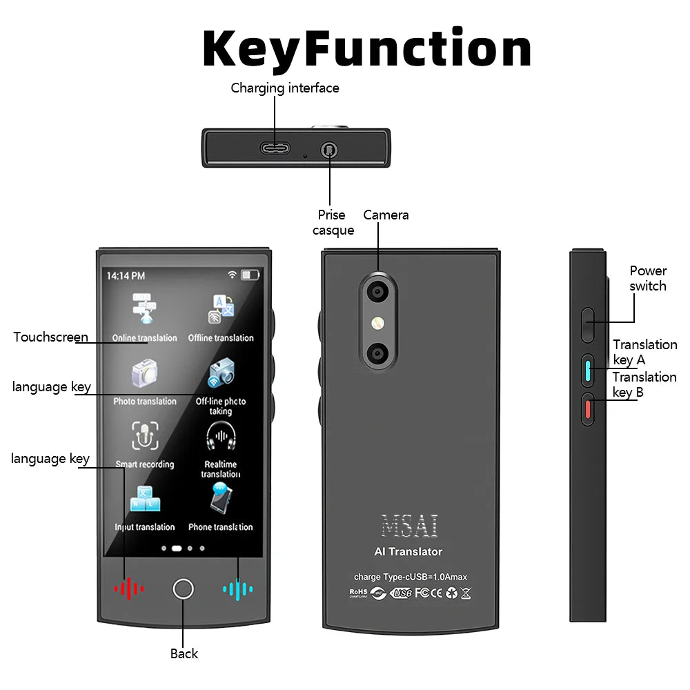 2026 New AI Travel Translator T26 ChatGPT 160 Languages Professional Business Voice Translation Real-time for Corporate Trip