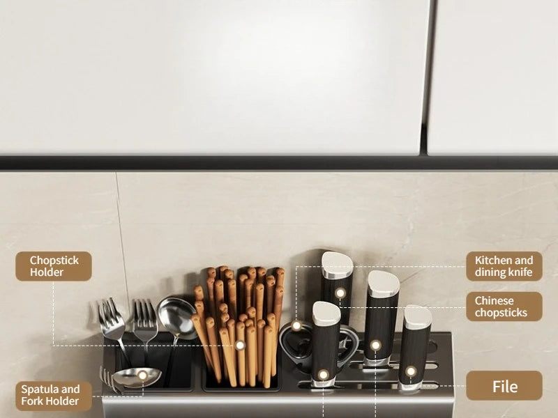 Kitchen Knife Holder, Tableware Storage Rack, Multifunctional Wall Mounted Kitchen Tool Storage Rack