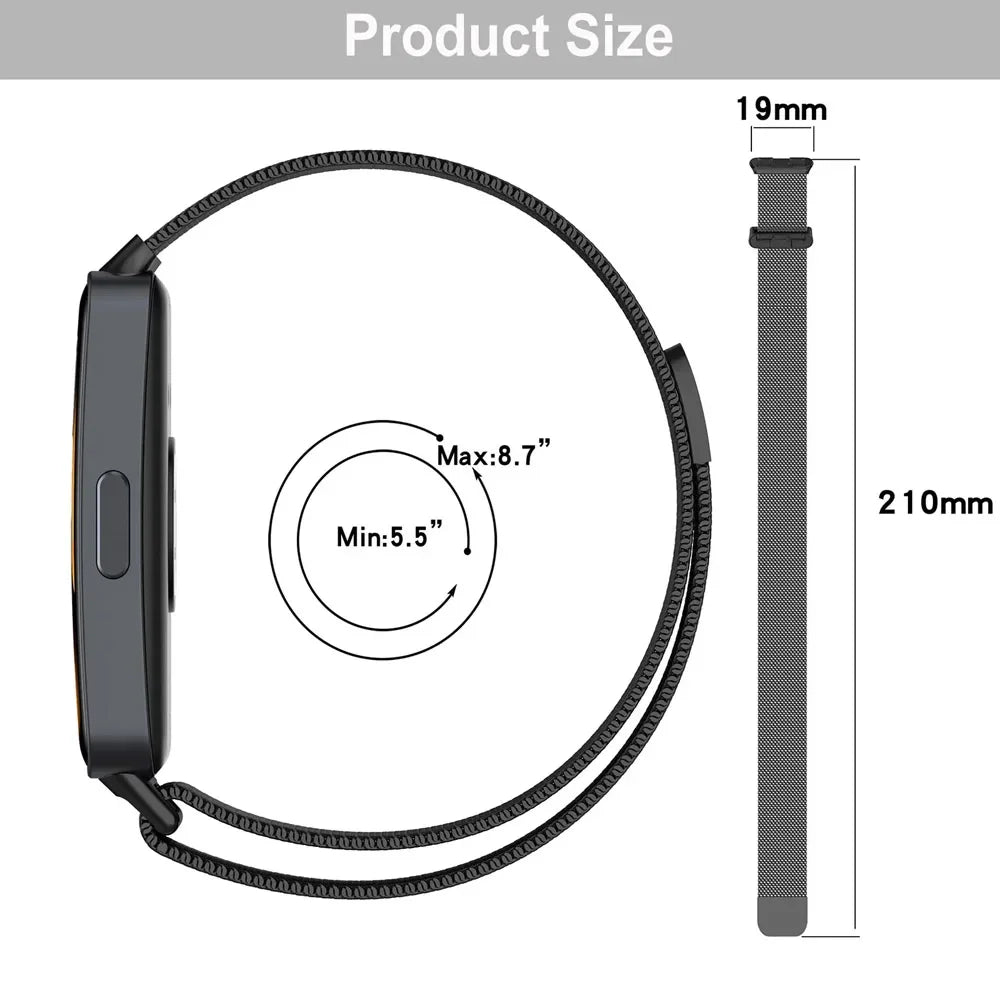 Milanese Loop Strap for Huawei Band 10 9 8 Magnetic Metal Stainless Steel Bracelet Wristband Huawei Band 11/11 Pro Accessories