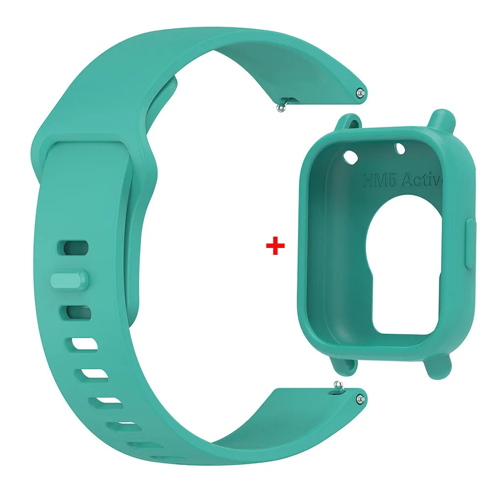 Silicone Strap For Redmi Watch 5 Active Smart Watch Band + Protective Case Shell