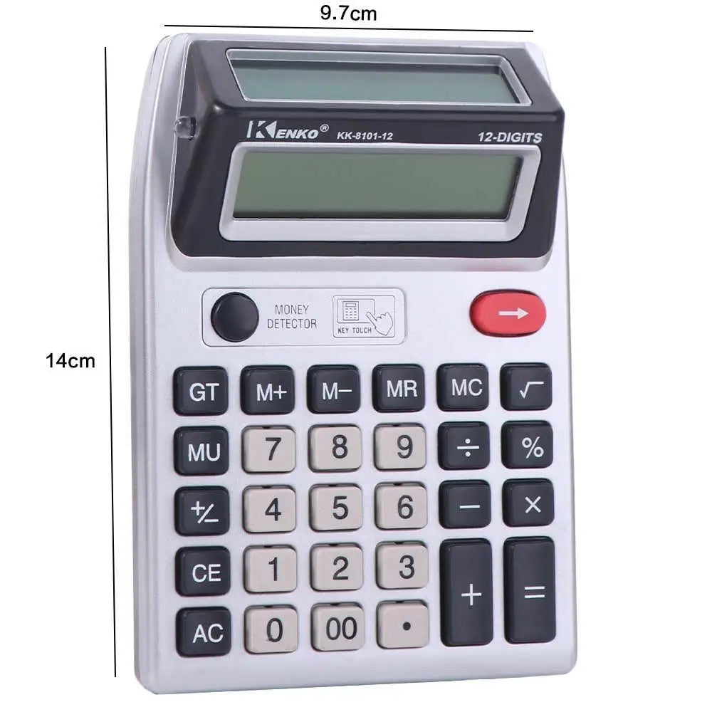 Dual Screen 12 Digits Calculator Multifunctional Battery Powered Mechanical Calculator Efficient Calculation Easy To Use