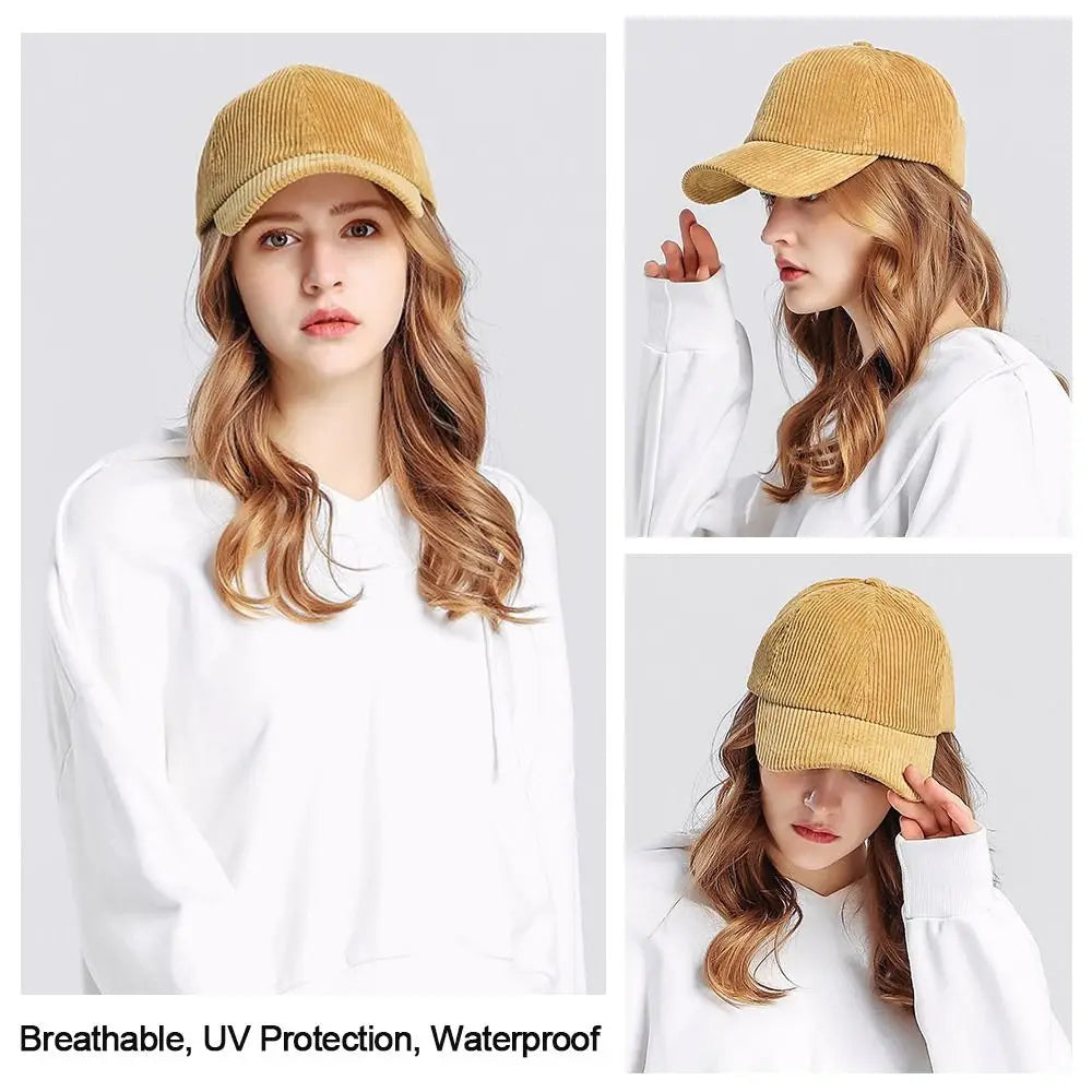 Breathable Unisex Corduroy Corduroy Baseball Cap Adjustable Baseball Hat Sunscreen Cap Women