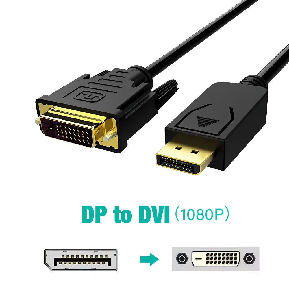 1.8M DisplayPort To HDMI Cable DP Male To Male VGA DVI HDMI Video Audio Cable 4K 1080P For Computer Laptop TV Projector Monitor