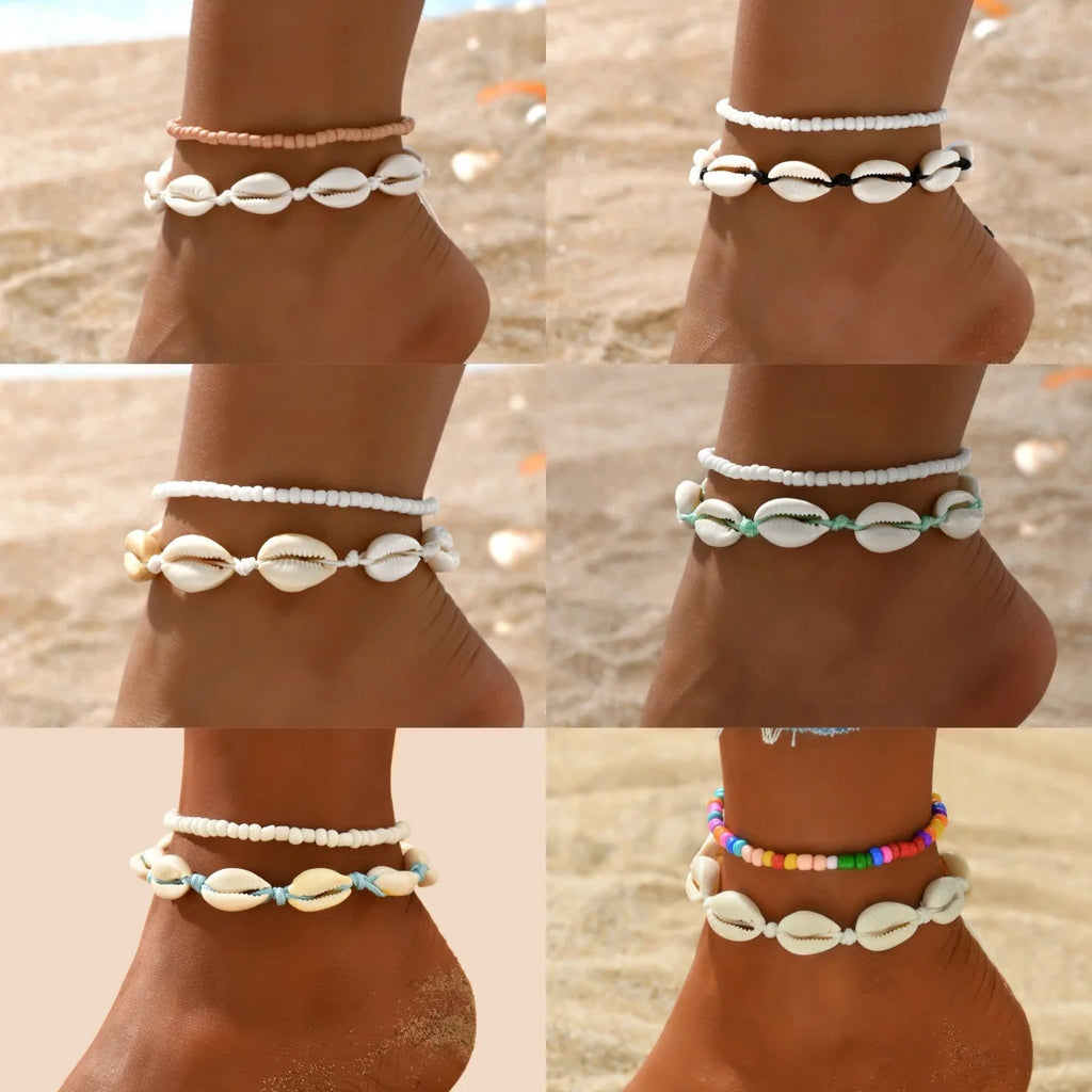 Best Sellers! Summer beach vacation handmade woven shell foot decoration
