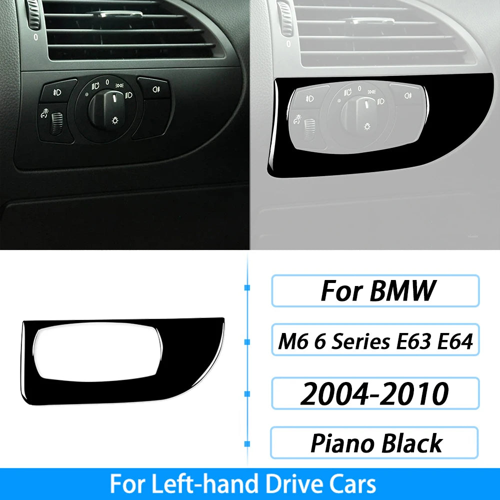For BMW M6 6 Series E63 E64 2004-2010 Piano Black Gear Shift Air Outlet Window Lift Panel Set Car Interior Accessories Sticker