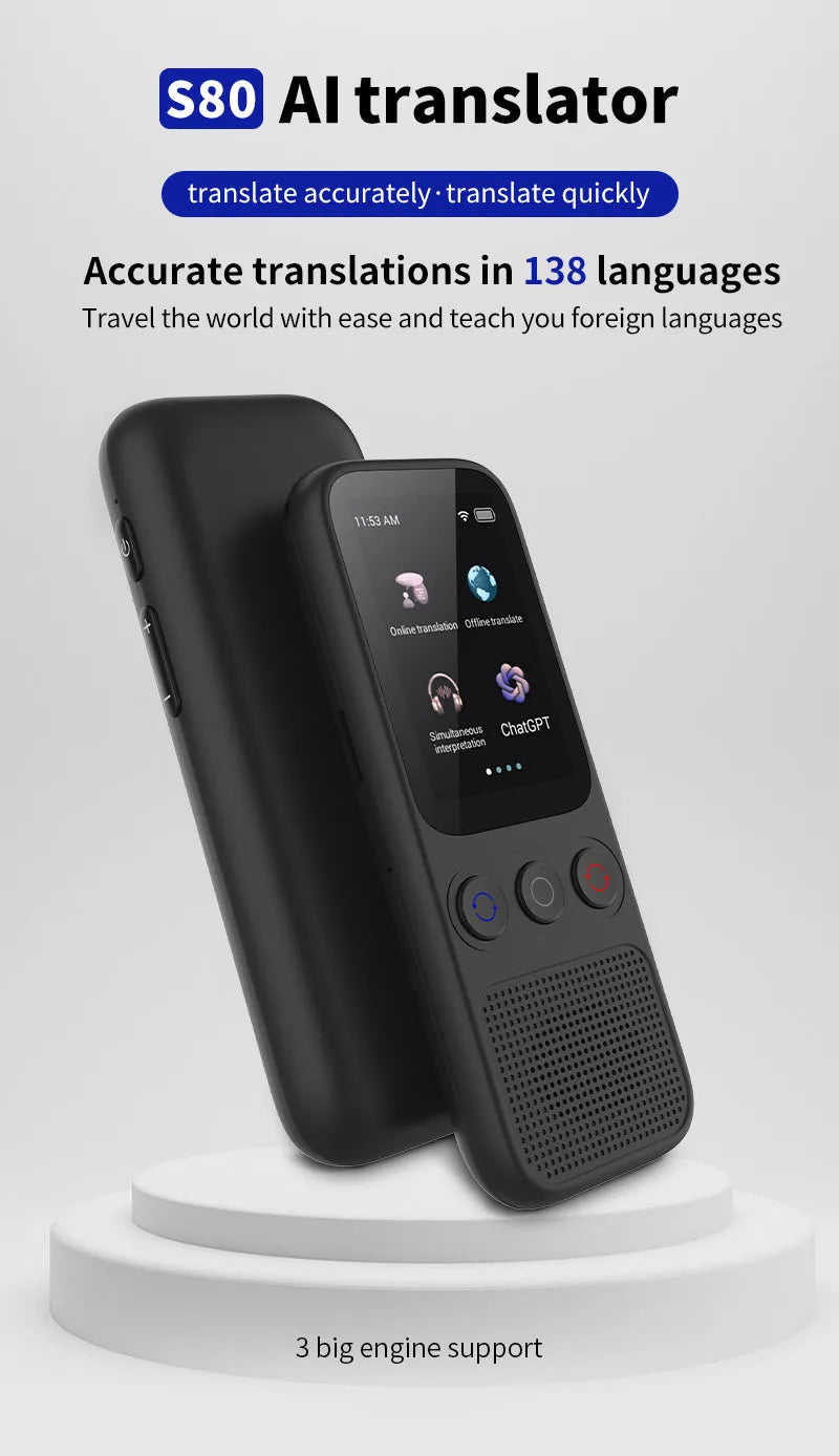 Language Translator Offline Voice Photo Translation WiFi Portable Translator 138 Languages Translator Device for Travel Business