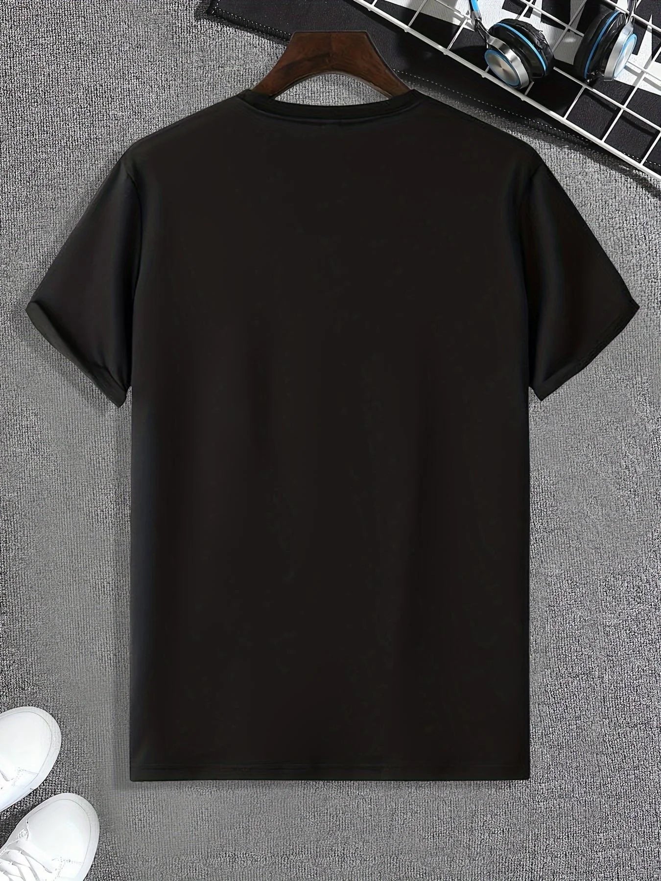 Summer men's 100% pure cotton casual loose fit plus size PARIS letter pattern printed round neck short sleeved T-shirt top