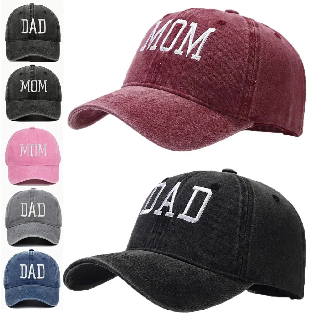 Fashion DAD MOM Embroidery Baseball Caps Adjustable Hiphop Baseball Hats Distressed Faded Cap Vintage Sunscreen Hats