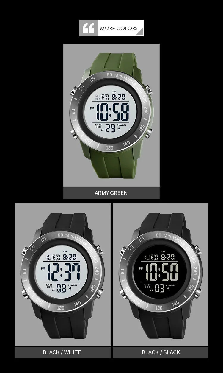 SKMEI 1524 2 Time LED Digital Wristwatches For Mens Waterproof Chrono Count Down Male Hour montre homme Big Dial Sport Men Watch