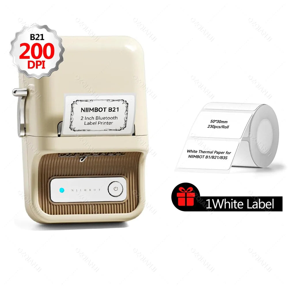 B21PRO 300dpi New NiiMbot B21 Mini Thermal Printer Wireless Barcode Label Maker Bluetooth Portable Adhesive for Office Home Use