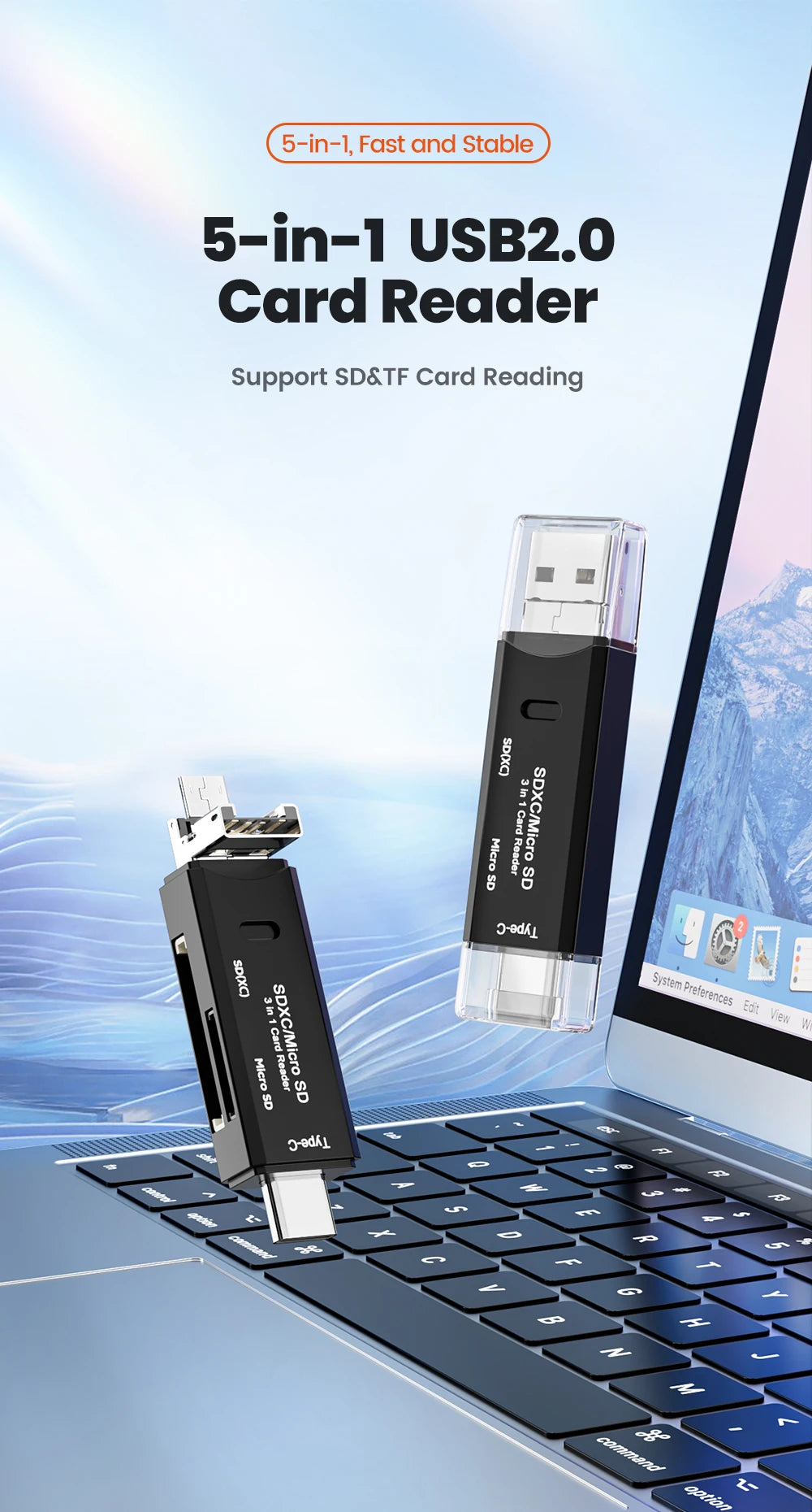 Olaf 5 In 1 Card Reader Otg Type C Micro Sd Card Reader Flash Drive Smart Memory Card Reader Usb 2.0 Tf Cf Cardreader Adapter