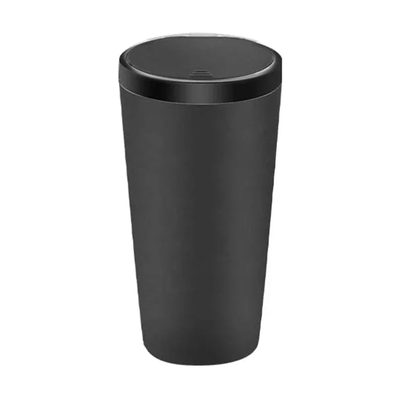 Compact Leakproof Mini Car Trash Can with Easy-Press Pop-Up Lid Durable Odor-Blocking Waterproof ABS Bin for Cup Holders Storage