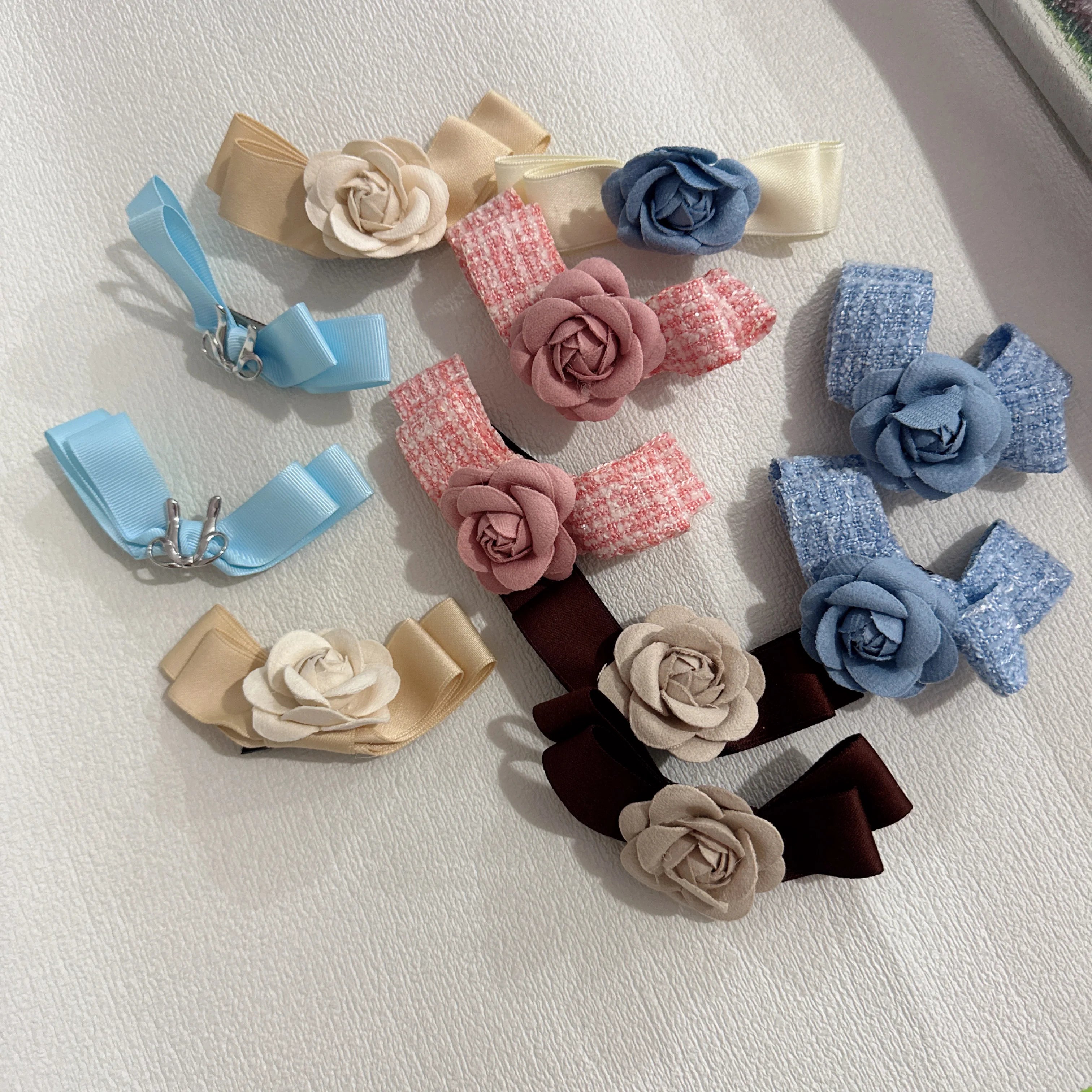 Fabric Rose Hair Clip Small Fragmented Flower Horse Tail Hair Clip Sweet and Cute Bow Headpiece