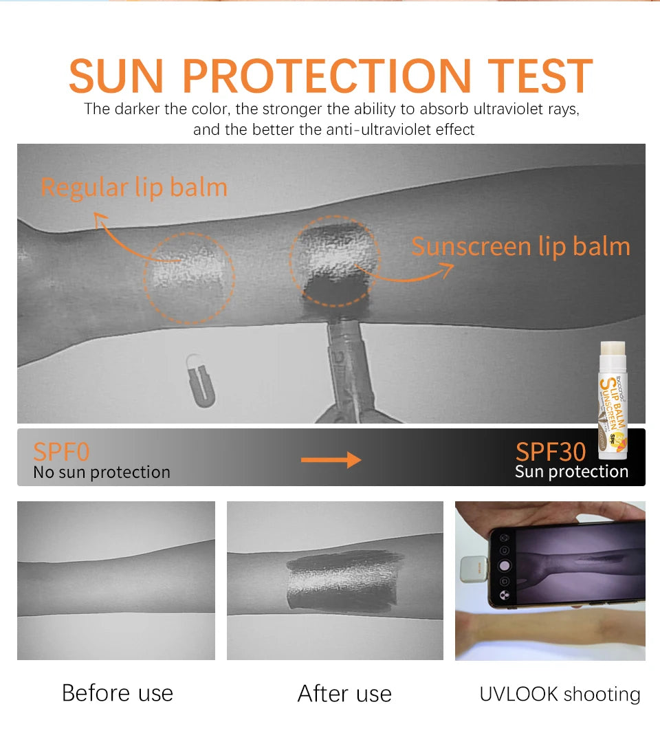 Sunscreen Lip Balm SPF30 UV Protection Moisturizing Hydrating Lip Balm Moisturizes Repairs Chapped Lips Lipstick Lip Care Makeup
