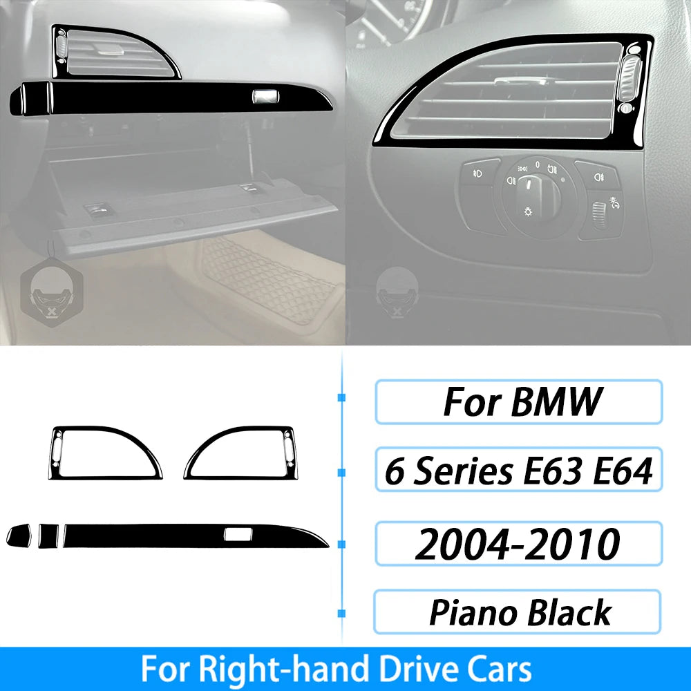 For BMW M6 6 Series E63 E64 2004-2010 Piano Black Gear Shift Air Outlet Window Lift Panel Set Car Interior Accessories Sticker