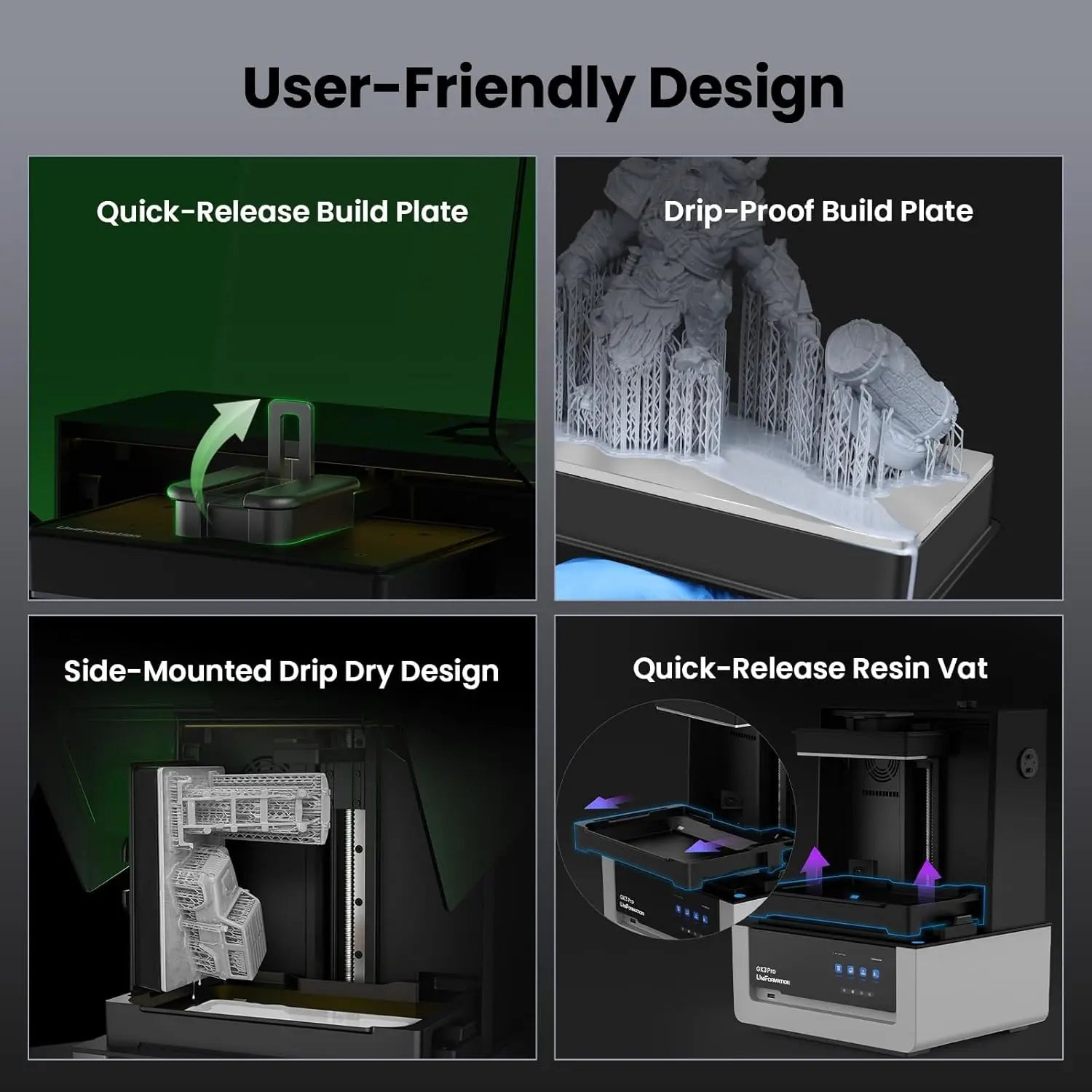 UniFormation GK3(T) LCD Resin Printer 16K 9.6-Inch NONO LCD with COB Light Source Build Volume with 211 x 118 x 240mm