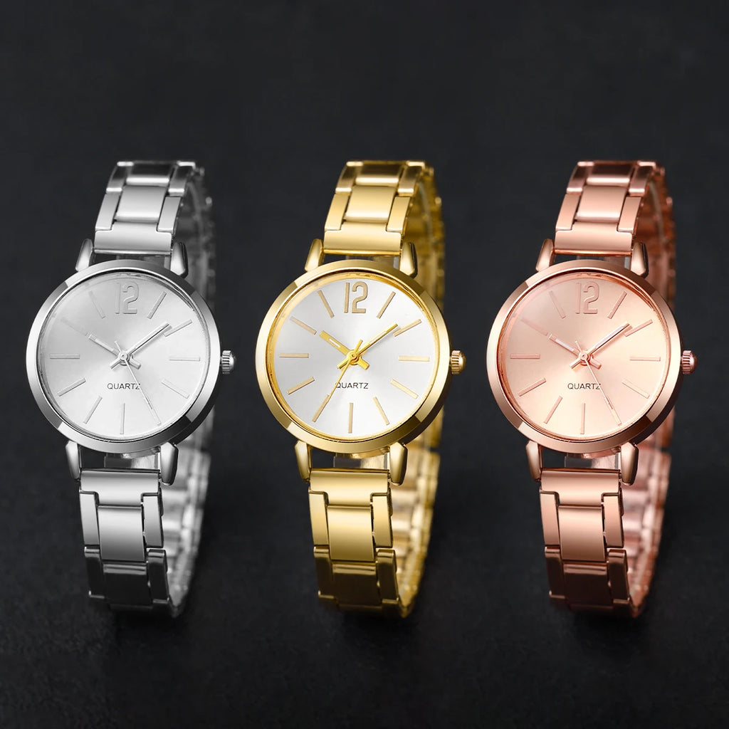 1/3PCS Fashion Women's Watches Stainless Steel Band Analog Quartz Watch Reloj Mujer（Without Box）