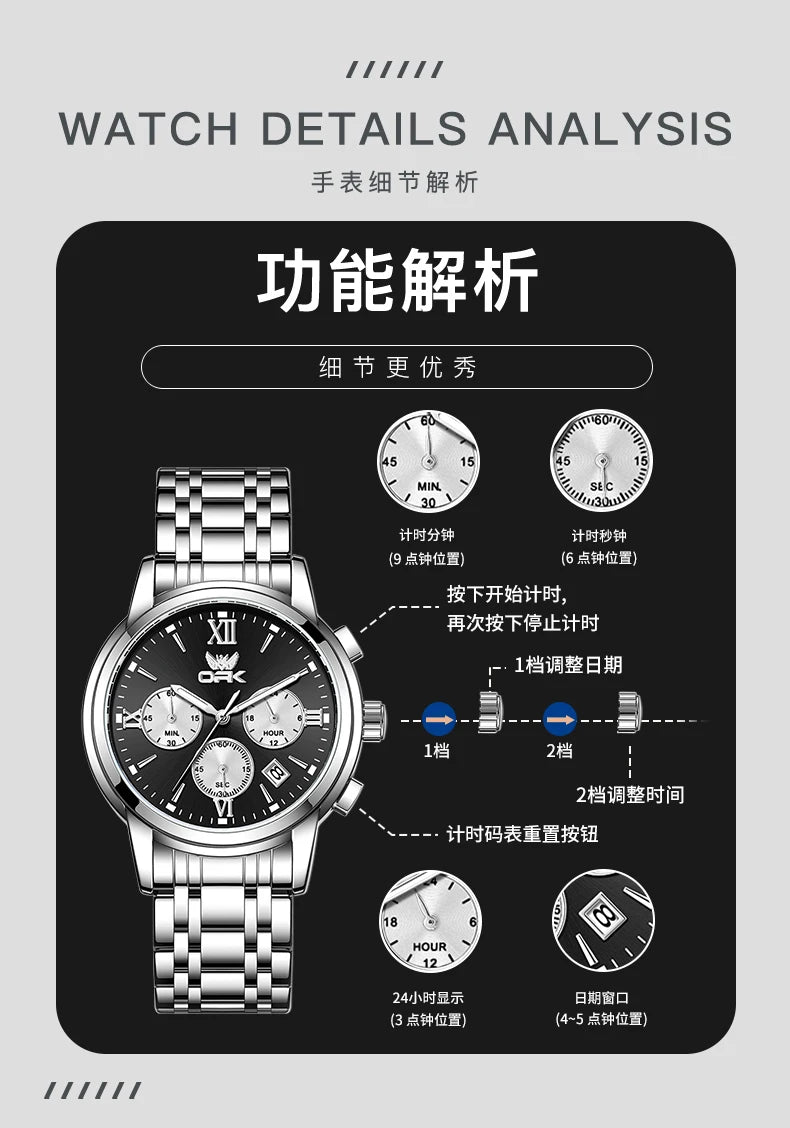 OPK 6047 Multifunctional chronograph with calendar quartz watch
