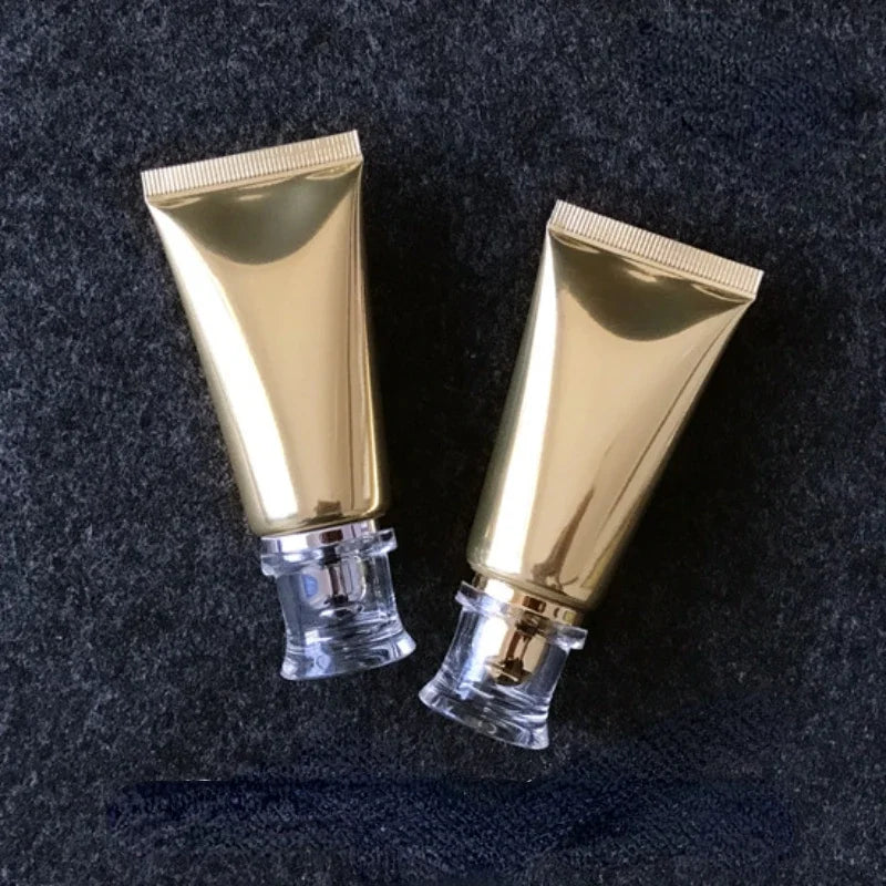 Wholesale New 30ml cosmetic Soft Tubes Vacuum pump squeeze Hose Bottles Gold Alum Eye Cream Bottles sunscreen Refilable Bottles