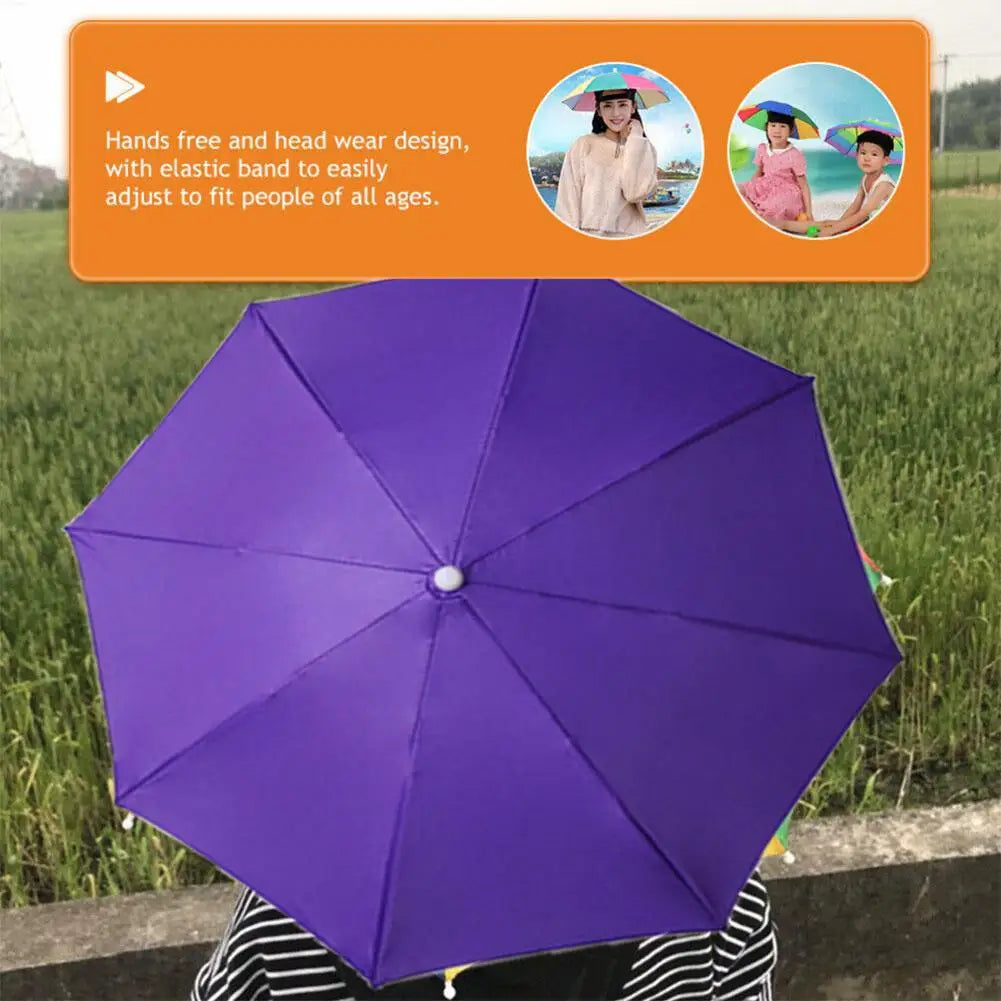 Rain Umbrella Hat Foldable Sun Shade Waterproof Fishing Headwear Cap Beach Head Hats Double-Layer UV Protection Sunscreen