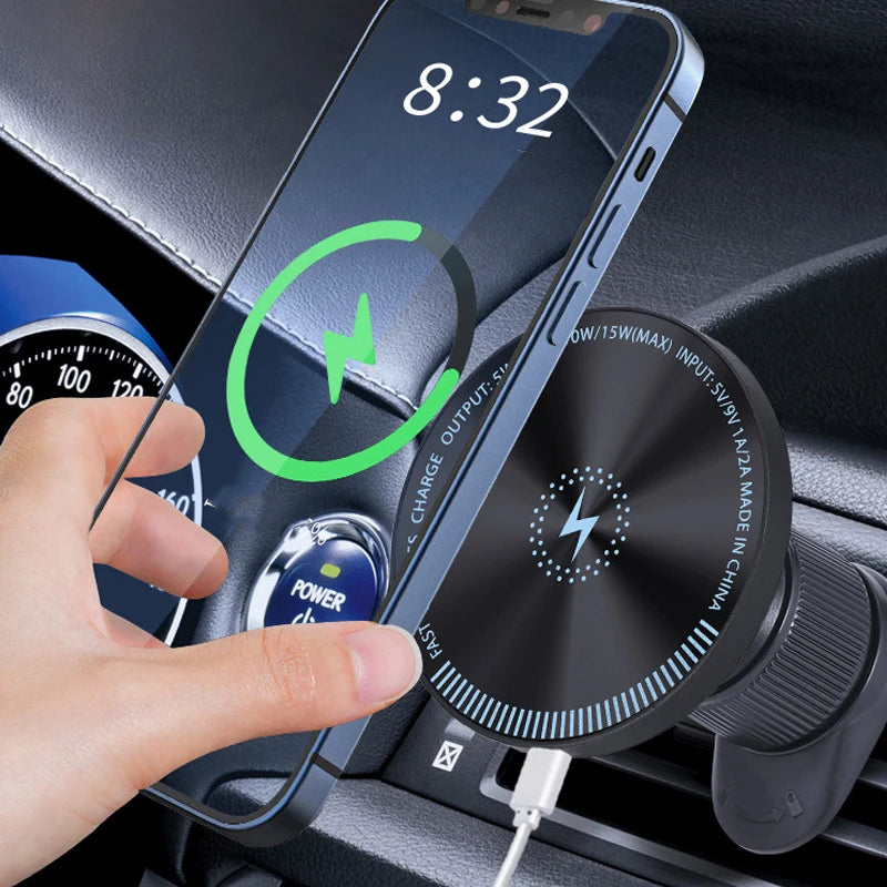 Magnetic Car Phone Holder 15W wireless charge Vent Magsafe Ring Car MountFit for iPhone 14 13 12 Pro  Plus Mini MagSafe Case