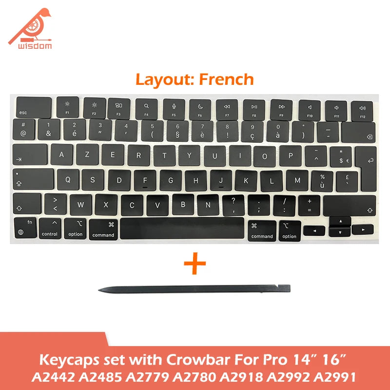 Laptop A2442 A2485 A2779 A2780 A2918 A2992 A2991 Keycaps Keys Key Cap Set for Macbook Pro M1 M2 M3 14" 16" Keyboard Repair