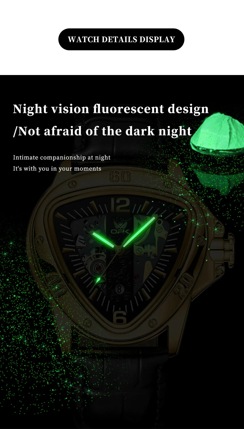 OPK 8168 Fashion Original Quartz Watch For Men Luxury Waterproof Luminous Leather Hand Clock Top Brand Business Man Watches 2024