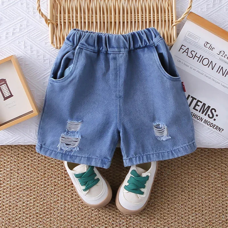 Boys 3D Bear Print Two-Piece Summer Outfit