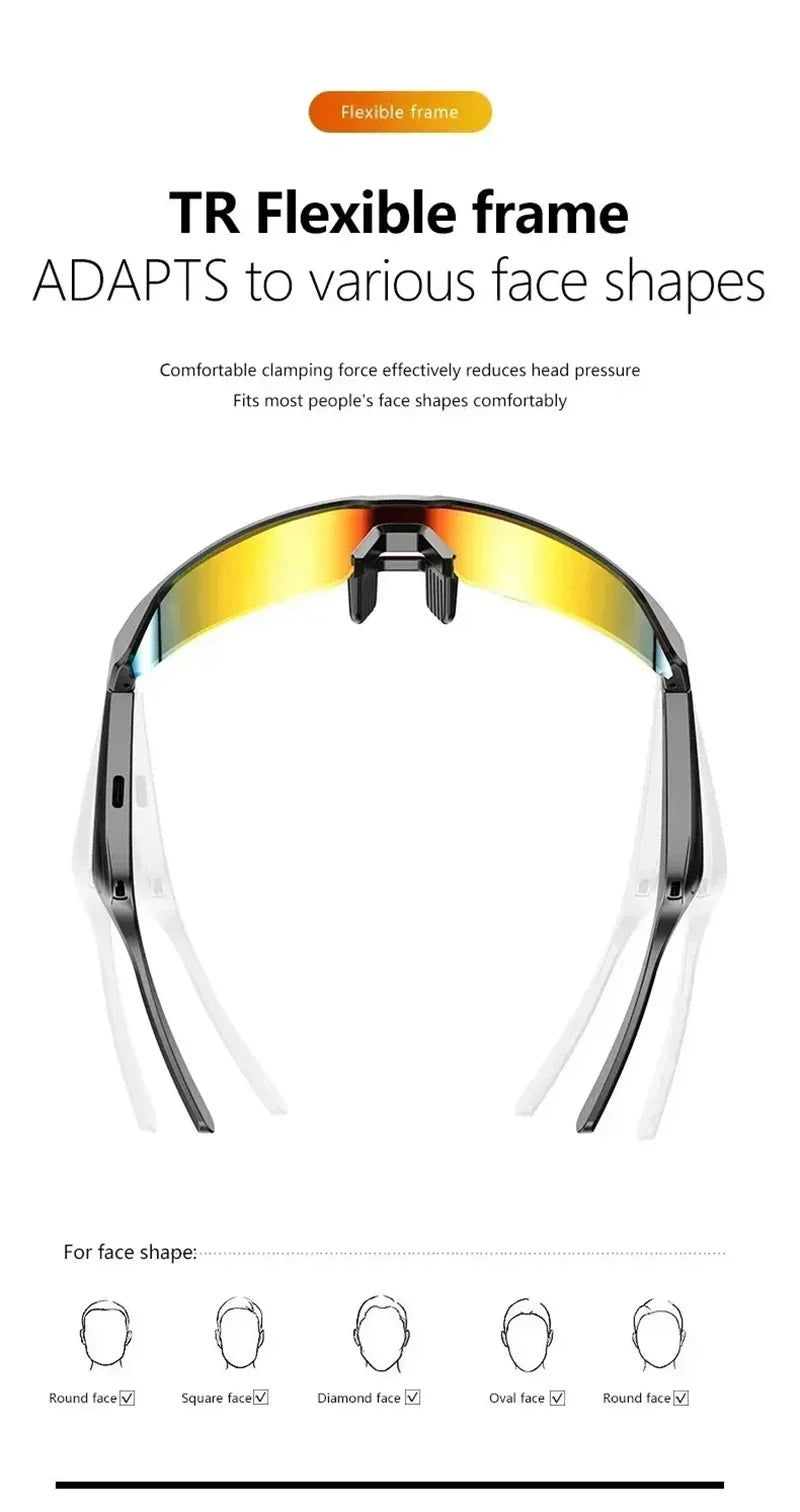 Smart Glasses Wireless Bluetooth 5.3 Sunglasses Built-in Microphone Speaker Touch&Voice Assistant Compatible Glass for Men Women
