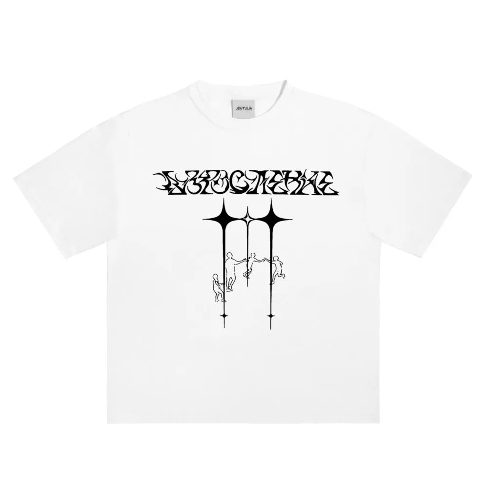 Harajuku Oversized Streetwear Men's Tshirt Growing Up Graphic Print Y2k Short Sleeve Top Tee Hip Hop Korean Cotton Goth Clothing