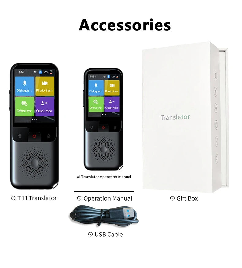 MSAI T11 Translator 138 Languages for Travel Real-time 17 Languages Offline Translation Photo 75 Languages 1500mAh 1+8GB