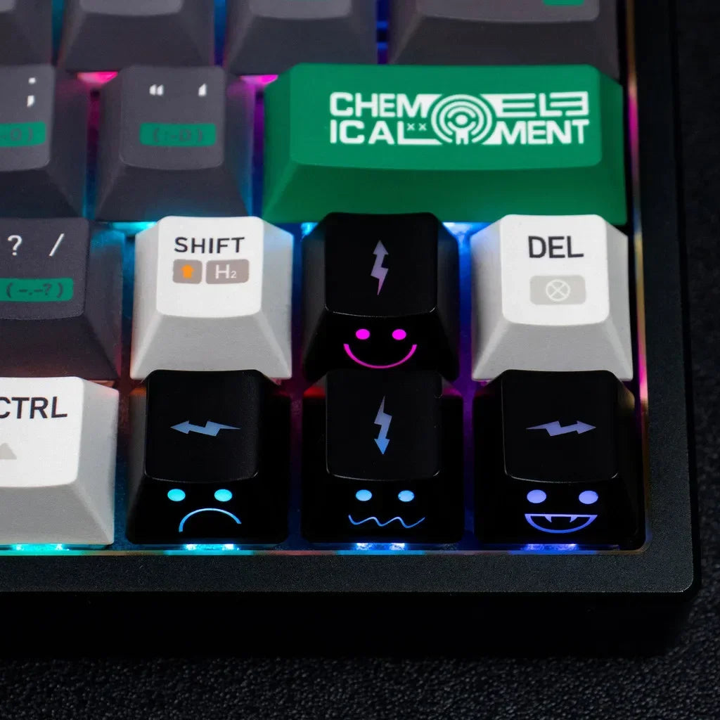 New Cute Emo Keycap Set WASD Arrow Broadside Lighting Key Cap for Mechanical Keyboard Compatible with MX Switch keyboard keycaps