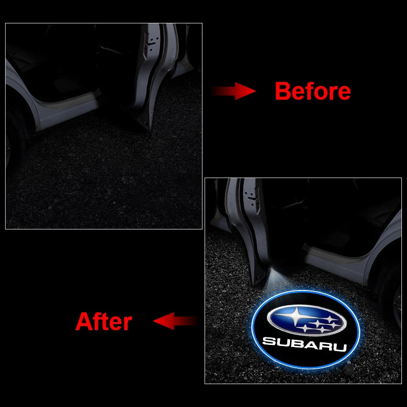 LED Car Door Welcome Light Decoration Light Car Badge logo For Subaru Legacy LEVORG WRX Outback XV Forester Ascent Exiga Tribeca