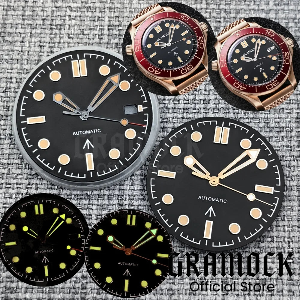 31mm Sterile Watch Dial Hands Set Luminous NH35 Diving 007 NTTD Watch Case Steel Strap Fit For NH35 NH36 ETA2824 PT5000 Movement