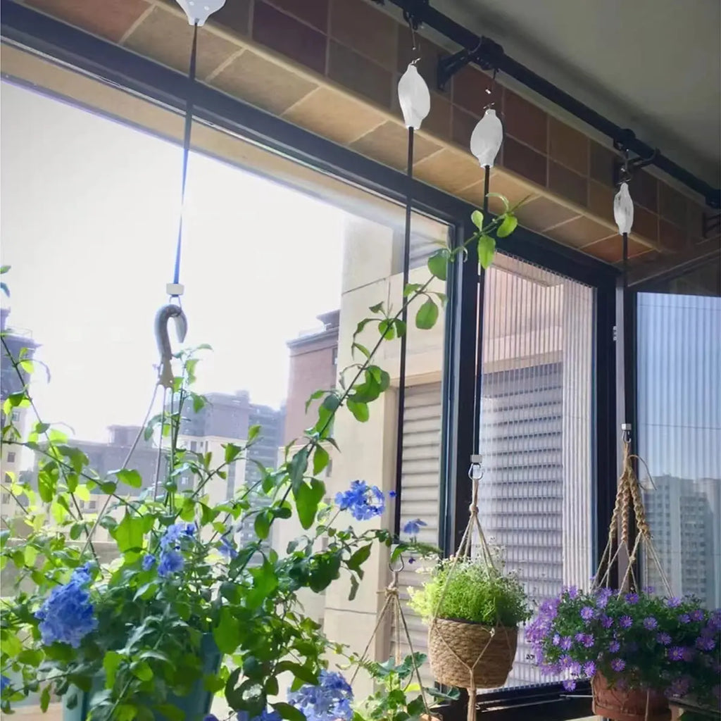 Retractable Plant Pulley Adjustable Hanging Flower Basket Hooks for Hanging Plants Heavy Duty, Indoor Outdoor Plant Hanger