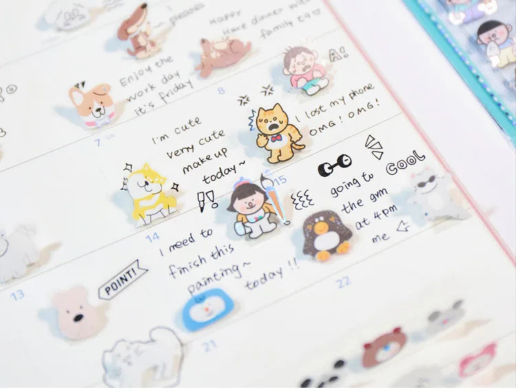 Korean Import NEKONI Fun 3D Standing Sticker Cartoon Character Animals Scrapbooking Diy Journal Cute Stationery Sticker Gift