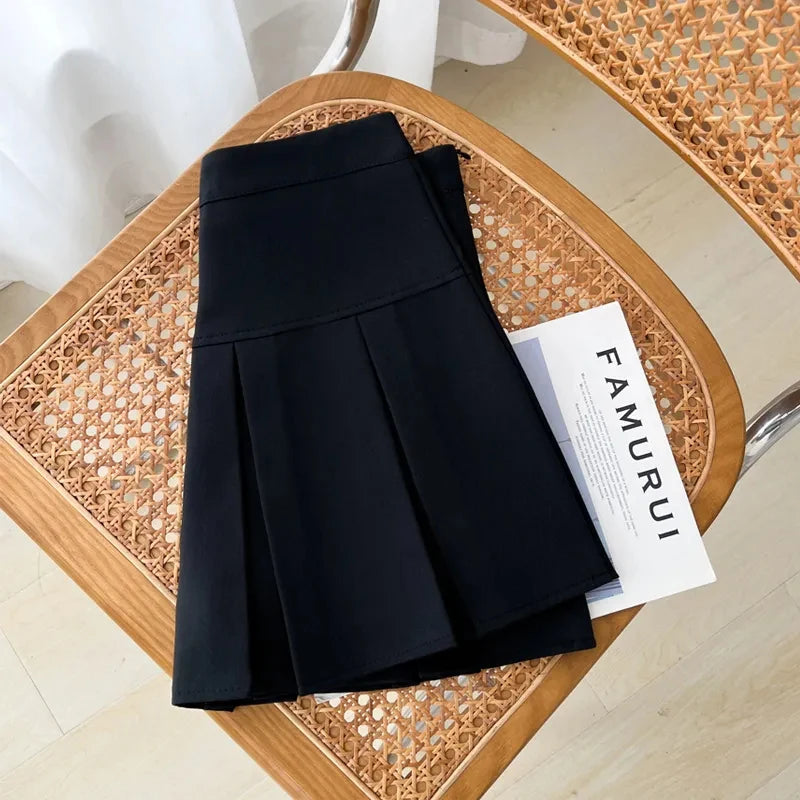 Grey JK Pleated Skirt Women Summer High Waist Solid Preppy Dance Skirts Y2K Korean Slim All-match Mini Skirts New