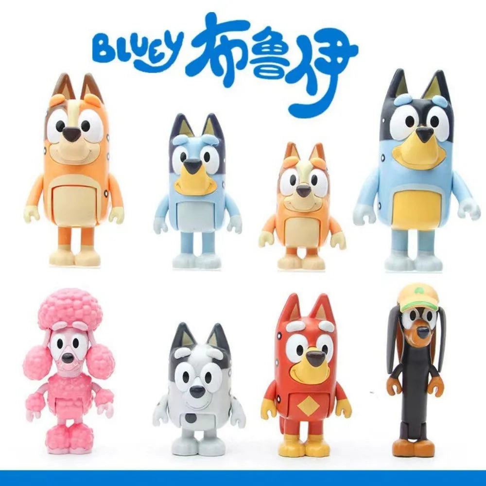 8pce Bluey A model handmade puppy bingo joint movable ornament for children's home play toy KPOP gift