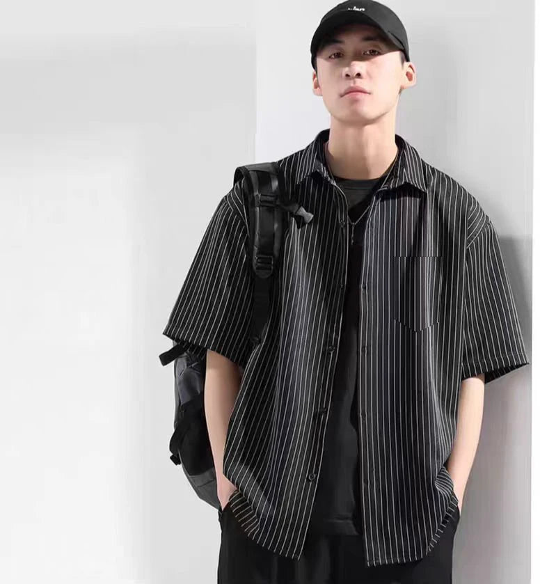 Striped Short-Sleeved Shirt for Men, Classic Summer Design, Casual and Comfortable Blouse