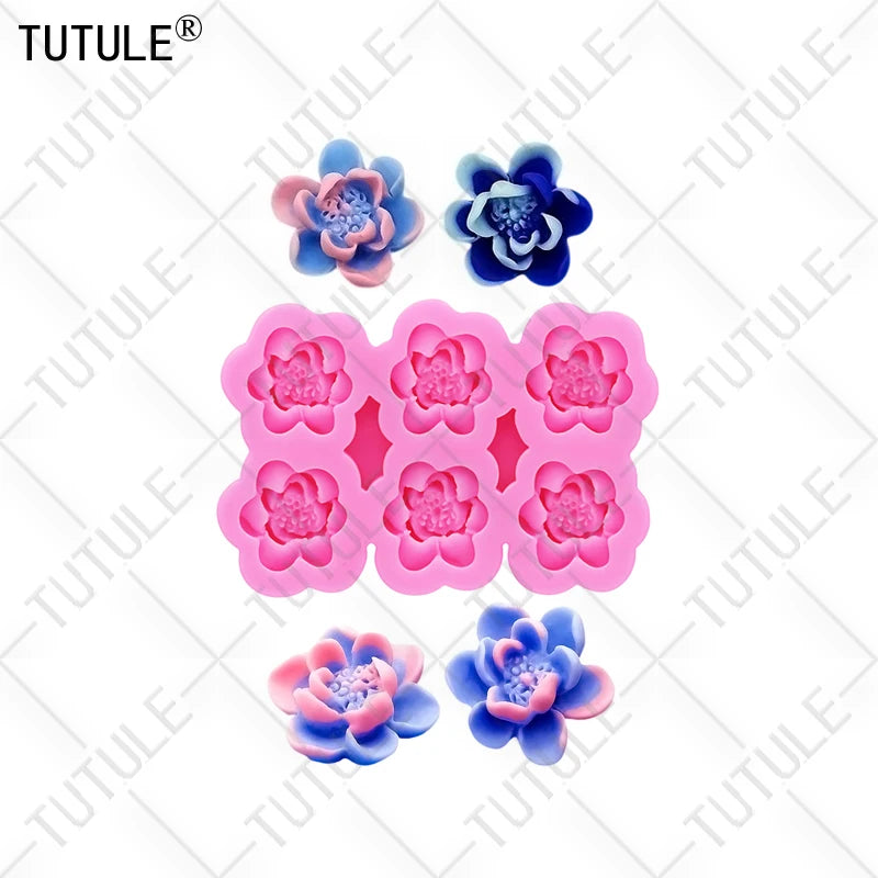 peony flower DIY resin phone case Clay mold 3D peony flower Resin Accessories Silicone Molds flower Chocolate  Fudge Cake Mold