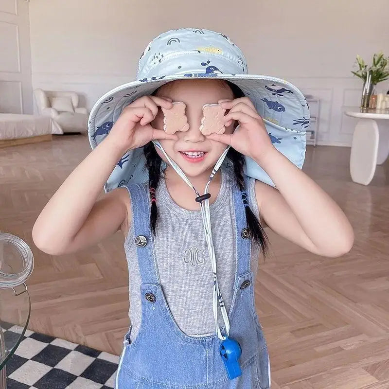New Summer Children's Cartoon Cute Quick-drying Hat Boys Kids Outdoor Breathable Mesh Sun Hats Baby Outing Sunscreen Sun Cap