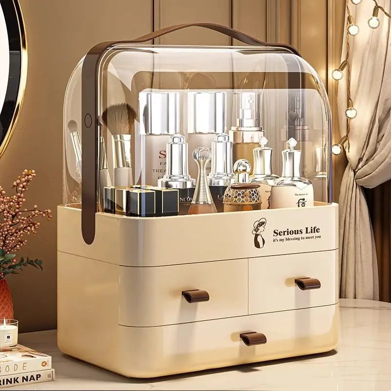 Cosmetics Storage Box Desktop Dustproof Makeup Vanity Large Capacity Premium Skincare Organizer Lipstick Storage Rack