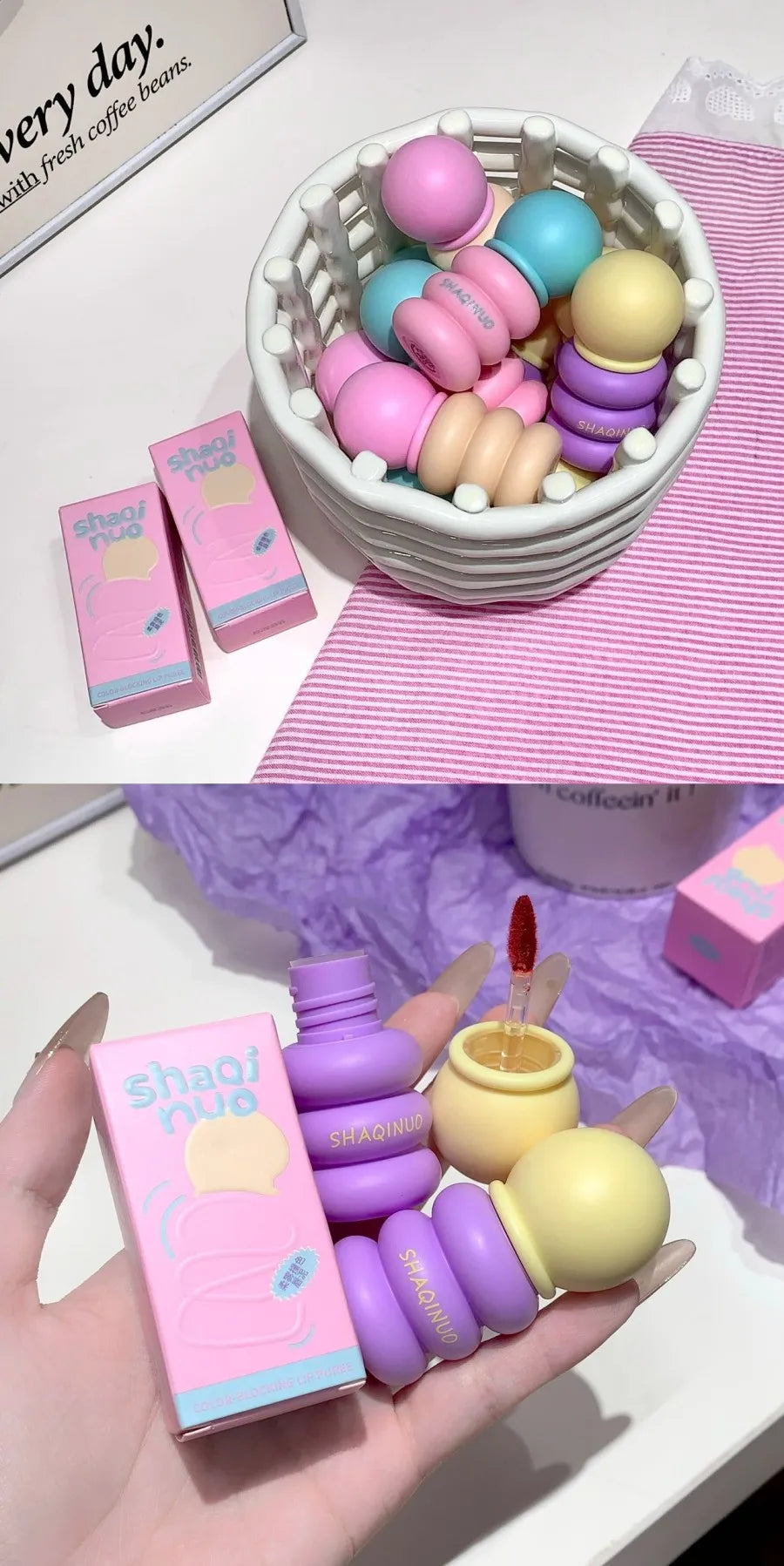 SHAQINUO Matte Lip Clay Lip Glaze, Contrasting Colors Matte Velvet Lip Clay Long-lasting Color Non-drying Lipstick