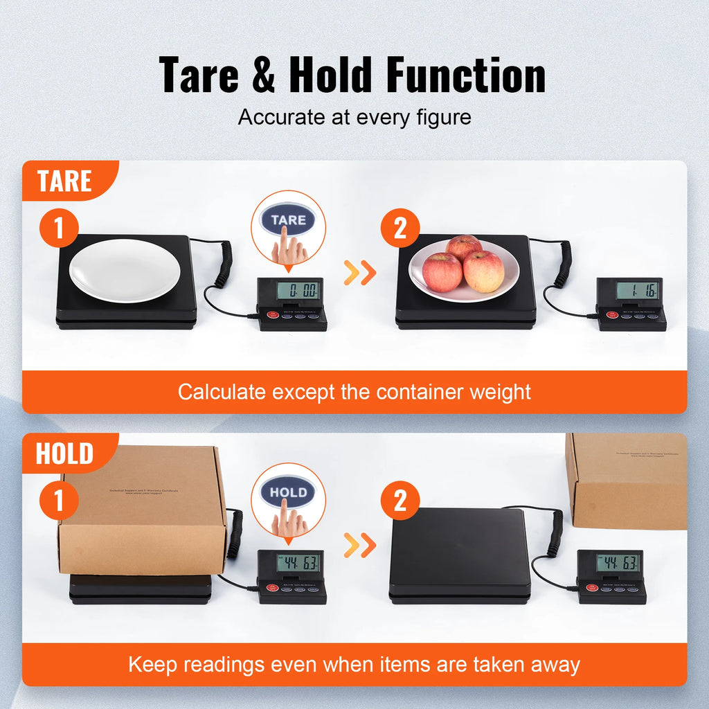 SucceBuy 110 lbs Digital Postal Shipping Scale with Timer 90° Foldable LCD Screen AC/DC Powered Package Scale for Laggage Home