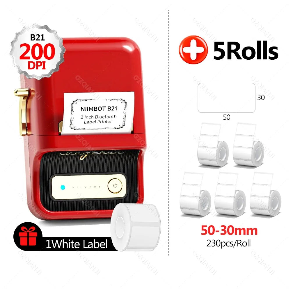 B21PRO 300dpi New NiiMbot B21 Mini Thermal Printer Wireless Barcode Label Maker Bluetooth Portable Adhesive for Office Home Use