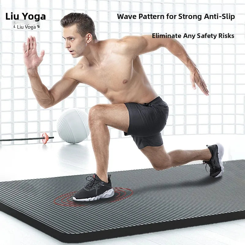 Men's Fitn Yoga Mat Thiened 20mm Wide Long Anti-slip Exercise Yoga Mat for Home Use l Rubber Pure Color Design
