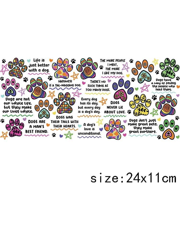 1PCS Cartoon Cute Dog Design UV Transfer Sticker For 16oz Cup Wrap Custom Label DIY Logo Self Adhesive Dog Uv Dtf Stickers