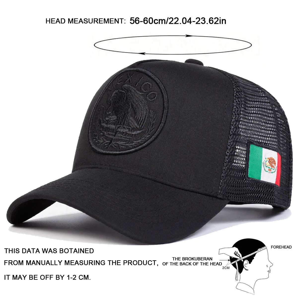 Unisex Mexican Flag Embroidery Baseball Net Caps Spring Summer Outdoor Adjustable Casual Hats Dad Hat Sunscreen Hat