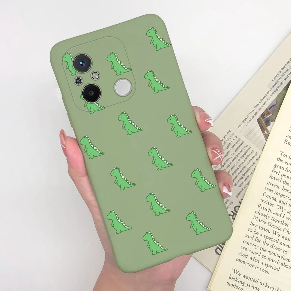 Phone Case For Redmi 12C 11A 4G Cartoon Dinosaur Soft Silicon TPU Matte Back Cover Coque For Redmi 12 C 11 A 4G Funda Capa Shell